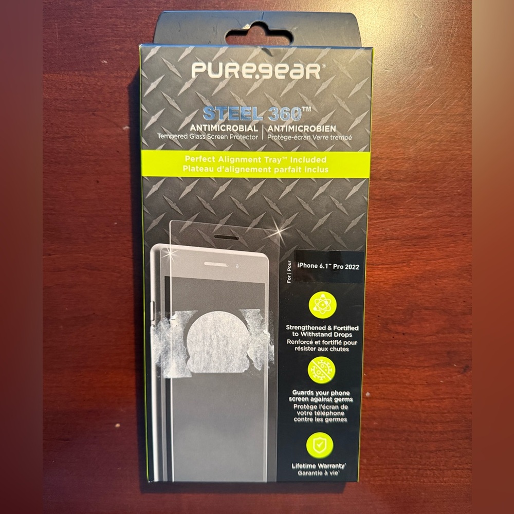 Apple iPhone 14 Pro Steel 360 Antimicrobial
Tempered Glass Screen Protector